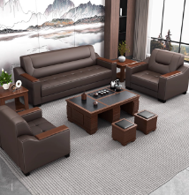 遇造会议办公沙发商务会客洽谈接待室新中式沙发茶几组合