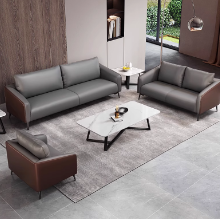 华懿办公沙发现代简约办公室沙发新中式休息区会客商务沙发茶几组合 经典黑 