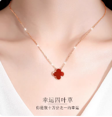 周大生心动四叶草项链银套链S925银镶嵌 